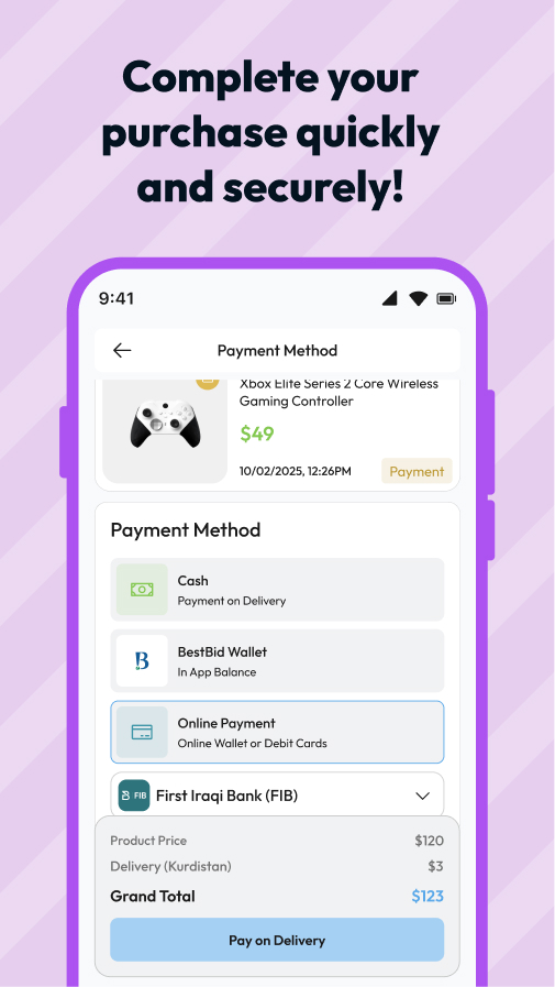 Payment step in BestBid