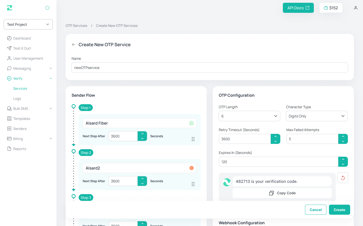 Namabar admin create verify service