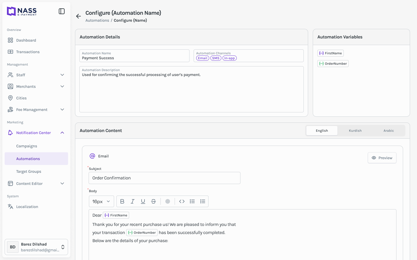 Pay-by-Link admin automation configuration