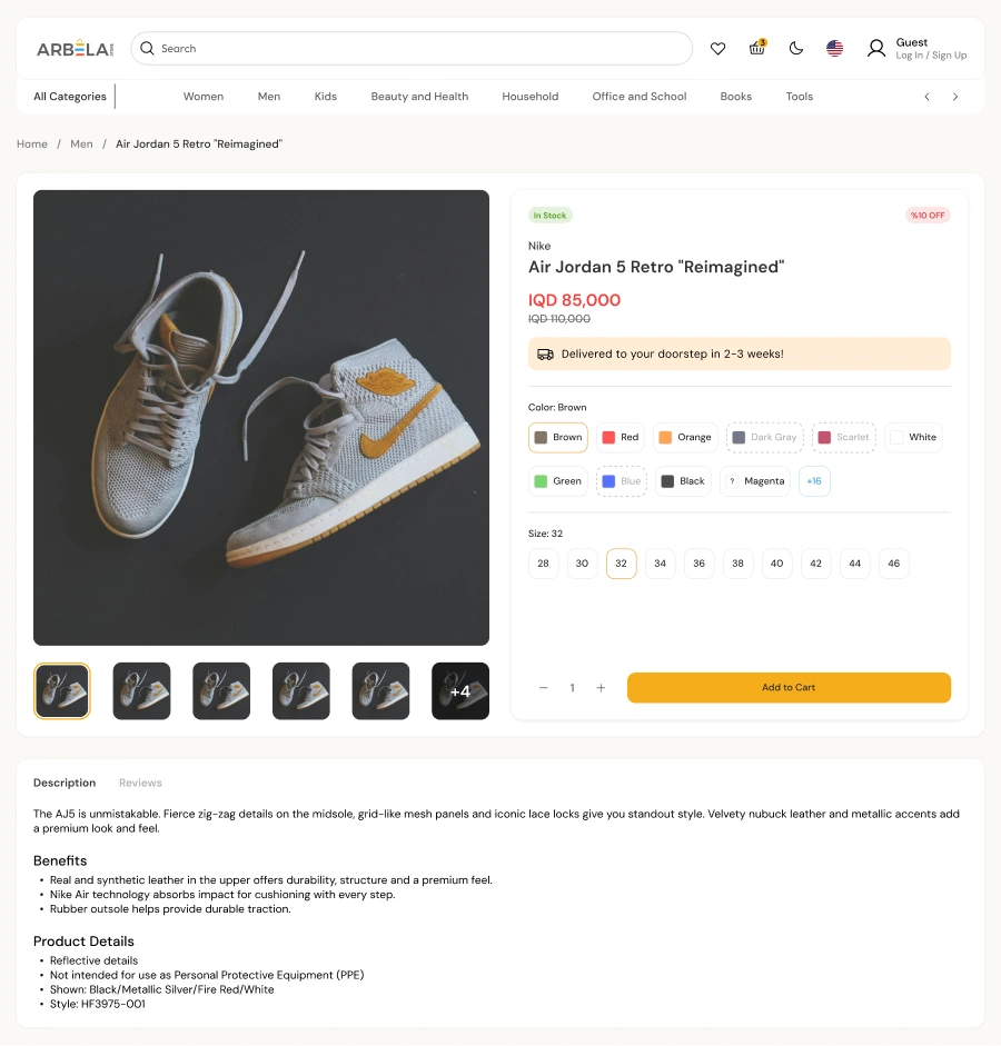 Redesigned product detail page