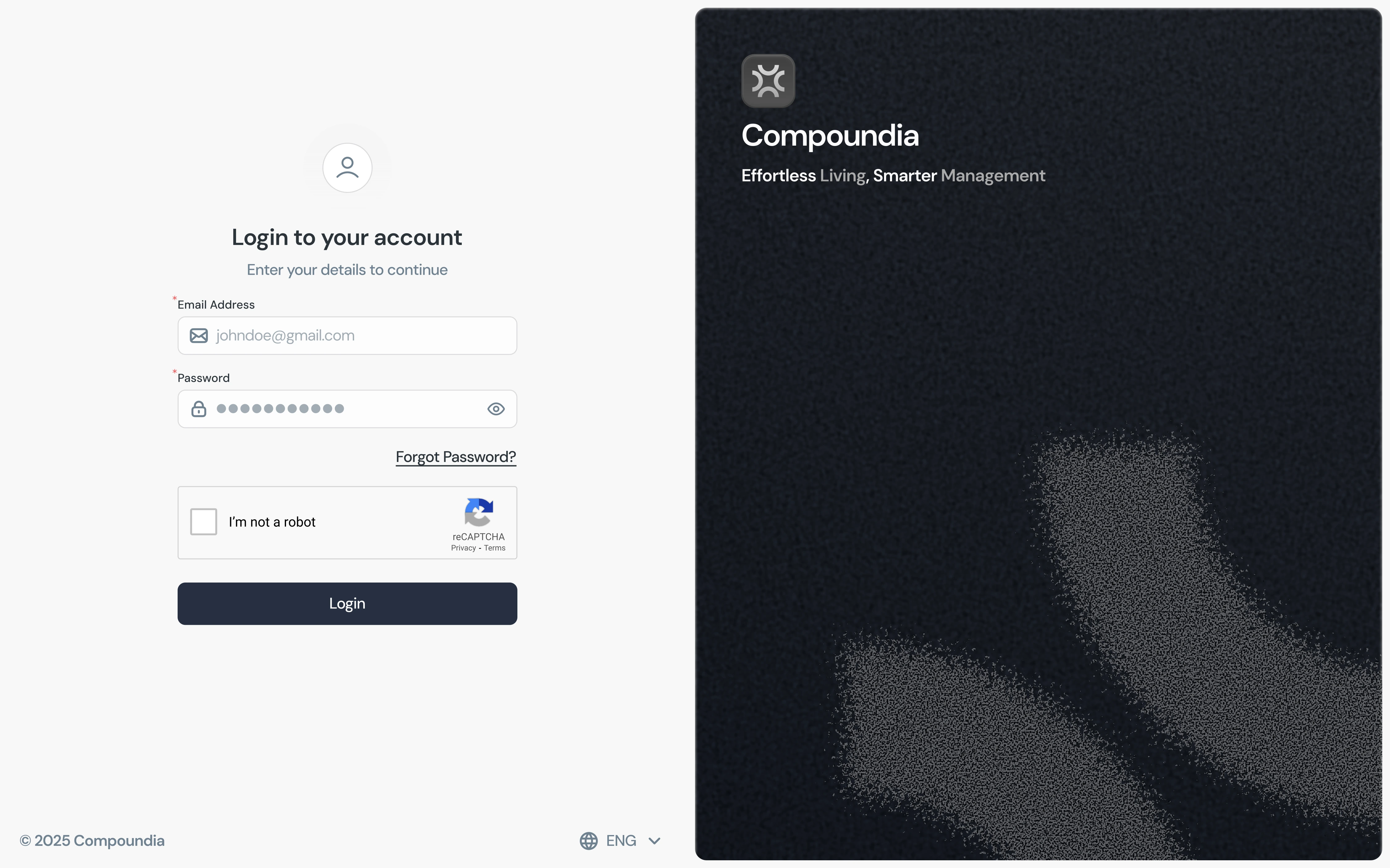 Compoundia sign-in screen
